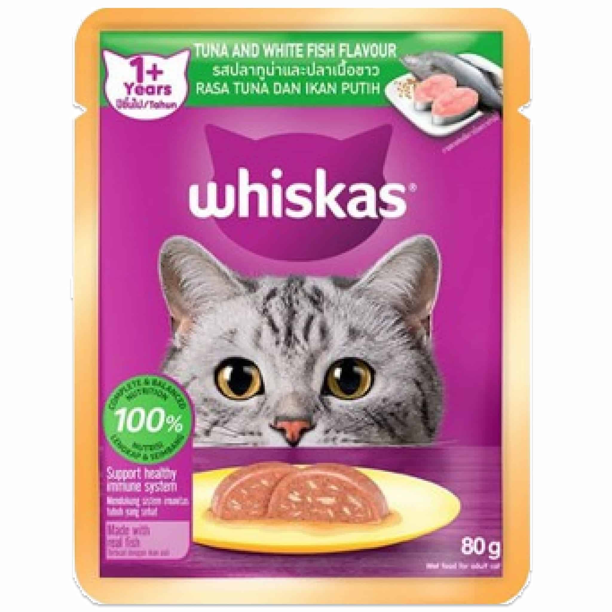 Whiskas รสปลาทูน่าและปลาเนื้อขาว สำหรับ 1+