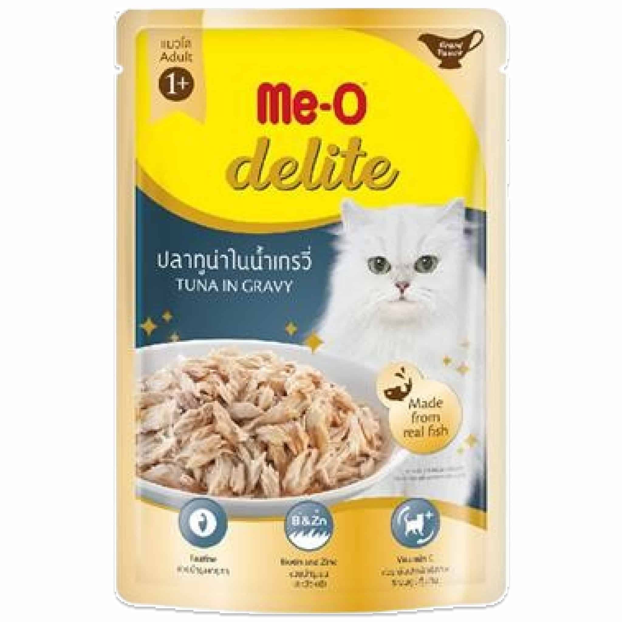 Me-O Delite ปลาทูน่าในน้ำเกรวี่ สำหรับแมวโต