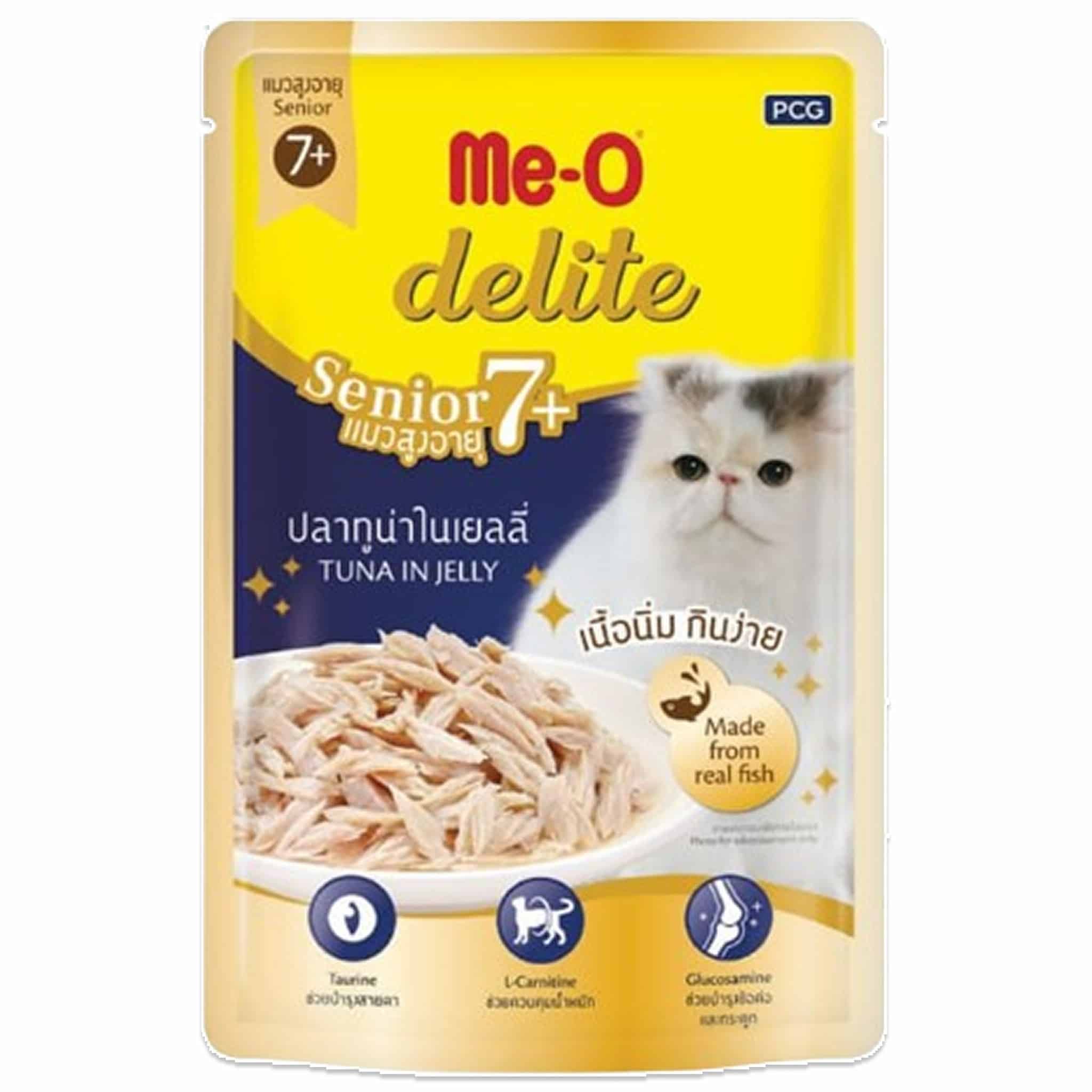 Me-O Delite ปลาทูน่าในเยลลี่ สำหรับแมวสูงอายุ