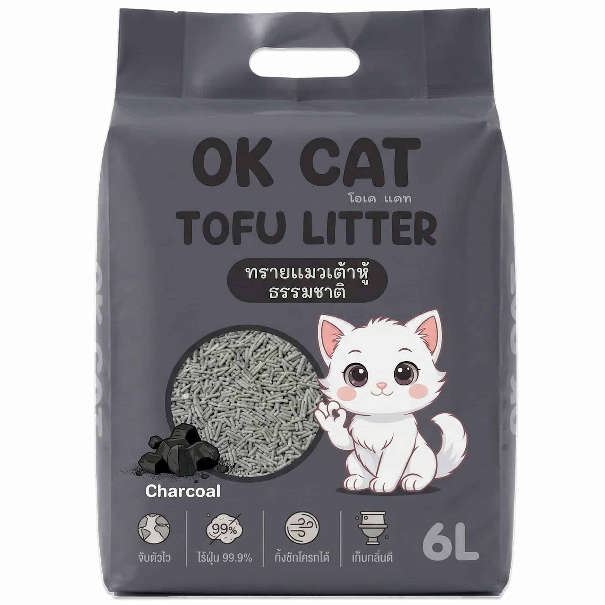Ok cat  กลิ่นชาโคล 6 ลิตร