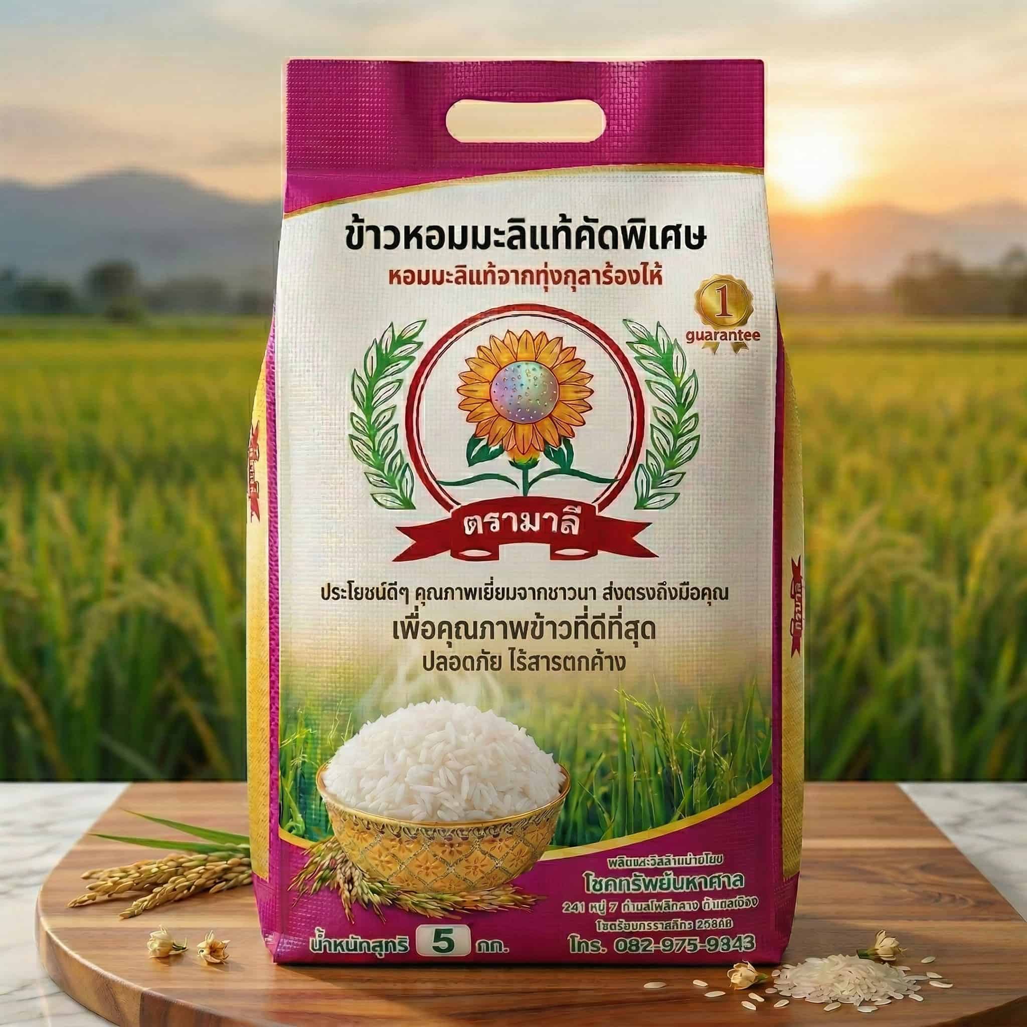 ข้าวหอมมะลิตรามาลี(เกรดพรีเมี่ยม) กลางปี,เก่า 5 ก.ก