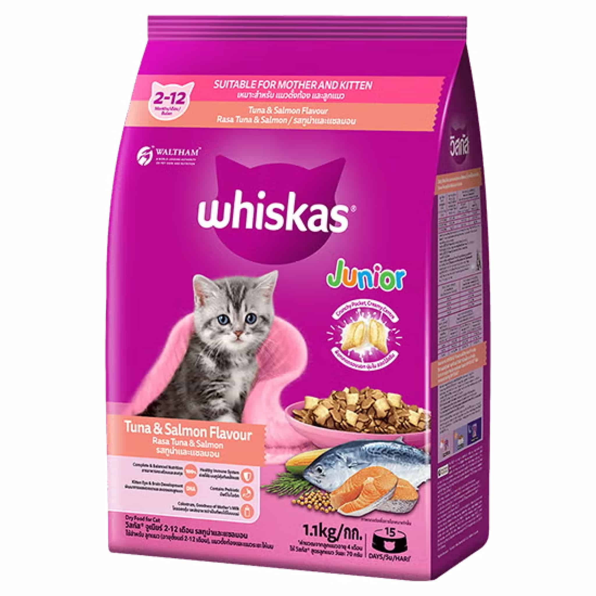 Whiskas ลูกแมว รสทูน่าและแซลมอน 450 กรัม