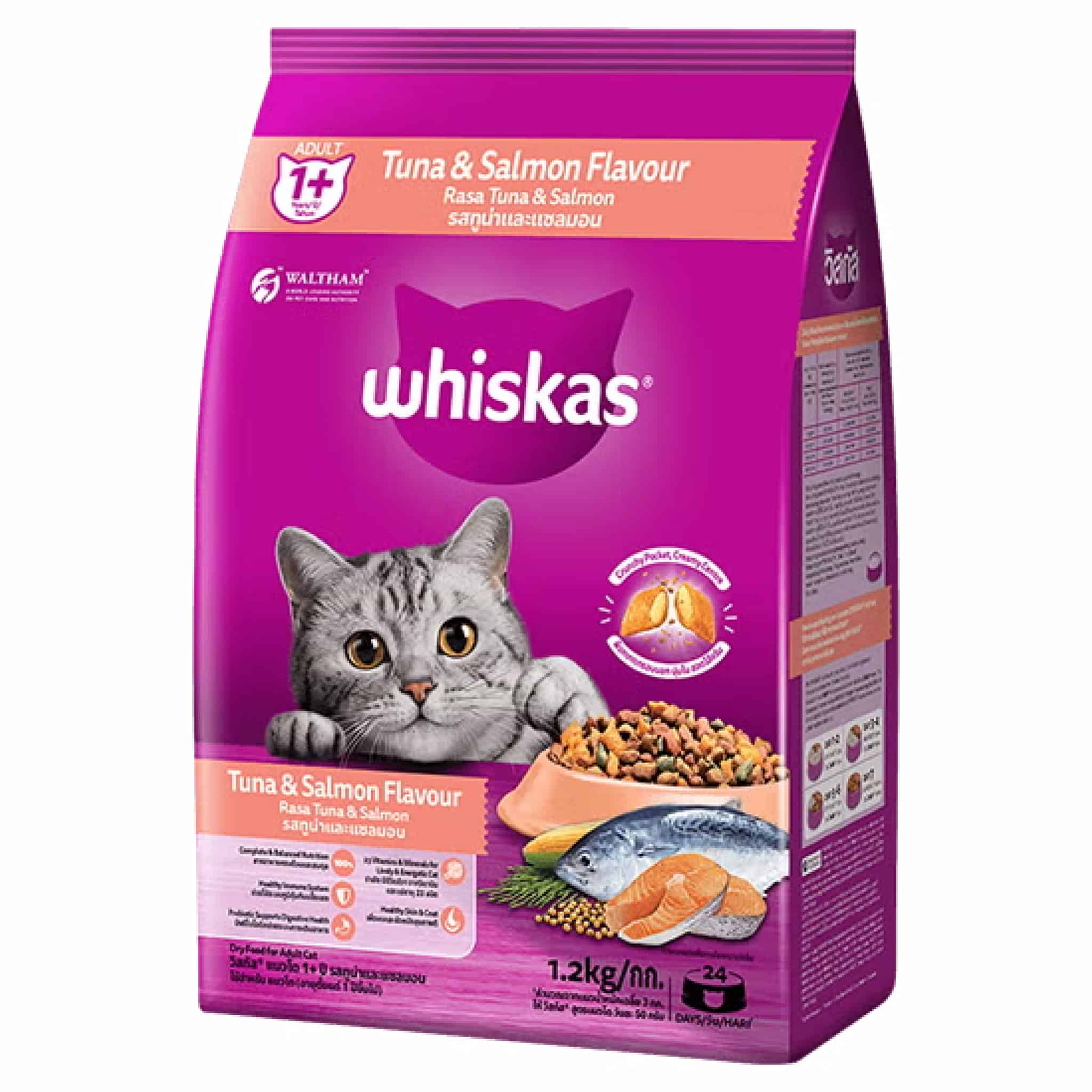 Whiskas แมวโต รสทูน่าและแซลมอน 1.2 ก.ก